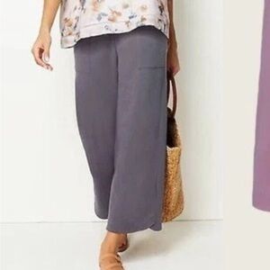 J Jill Purejill Sandwashed Blue Cropped Wide Leg Pants MP